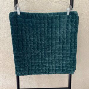 Pottery Barn Euro Sham Pillow Cover 26x26 Velvet Cross Stitch Eucalyptus Green